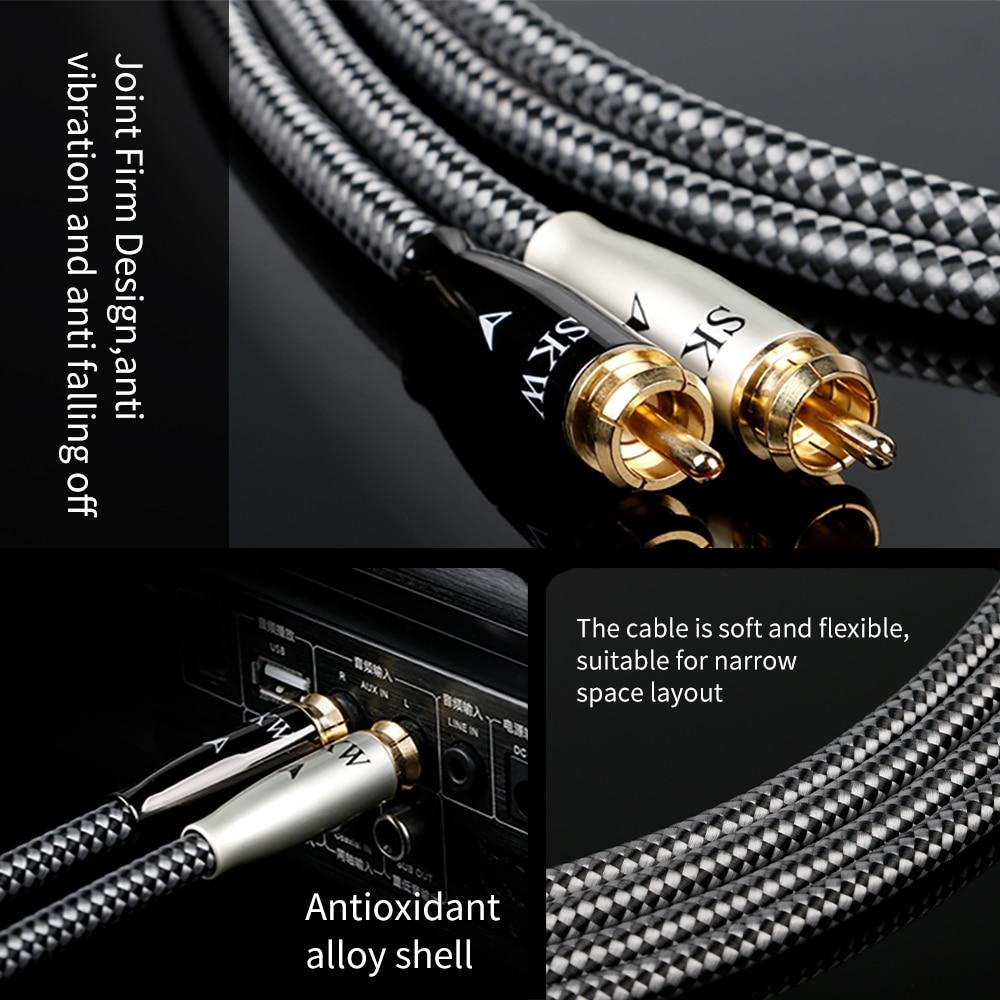 SKW RCA Silver-plate On OCC Hi-Fi 2Rca To 2 Rca Male To Male Audio Cable HiFiGo