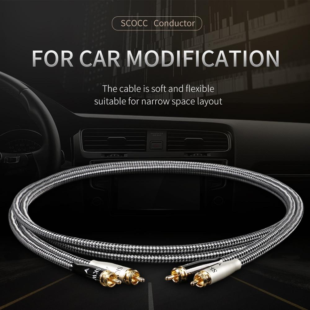 SKW RCA Silver-plate On OCC Hi-Fi 2Rca To 2 Rca Male To Male Audio Cable HiFiGo