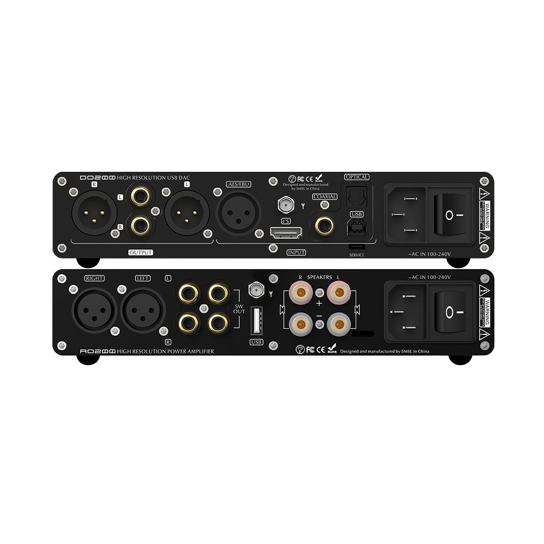 SMSL DO200 MQA DAC + AO200 Digital Power Amplifier + Cables HiFiGo