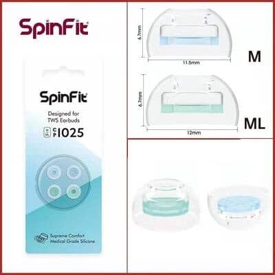 SpinFit CP1025 Universal Short Silicone Eartips for TWS 4.5 -5.5mm Nozzle HiFiGo One set with 2 Pairs (ML+M ) 