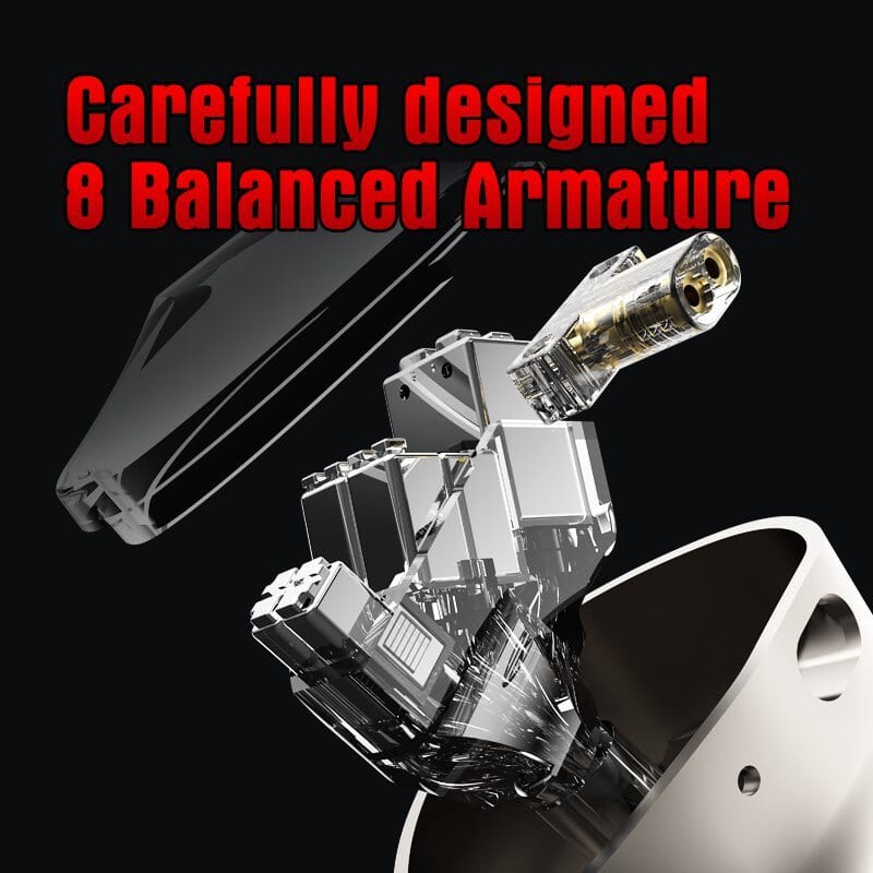 Tingker H16 8BA Monitoring Earphone Interchangeable Cable In-Ear IEMs HiFiGo