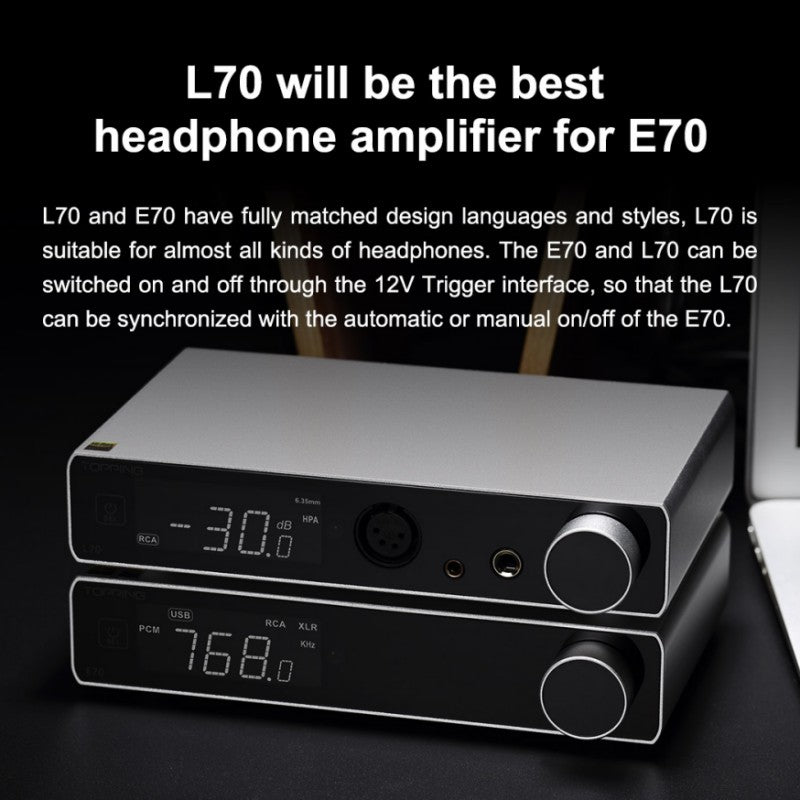 TOPPING E70 DAC+ L70 AMP + XLR Cable Stack Headphone AMP DAC HiFiGo