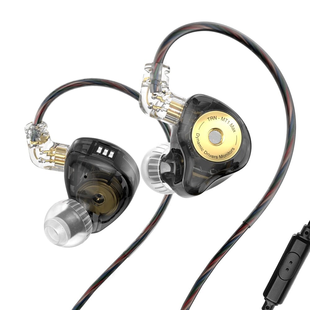 TRN MT1 MAX 10mm Dual Magnet Dynamic Driver In-Ear Monitors Earphone HiFiGo Black With Mic