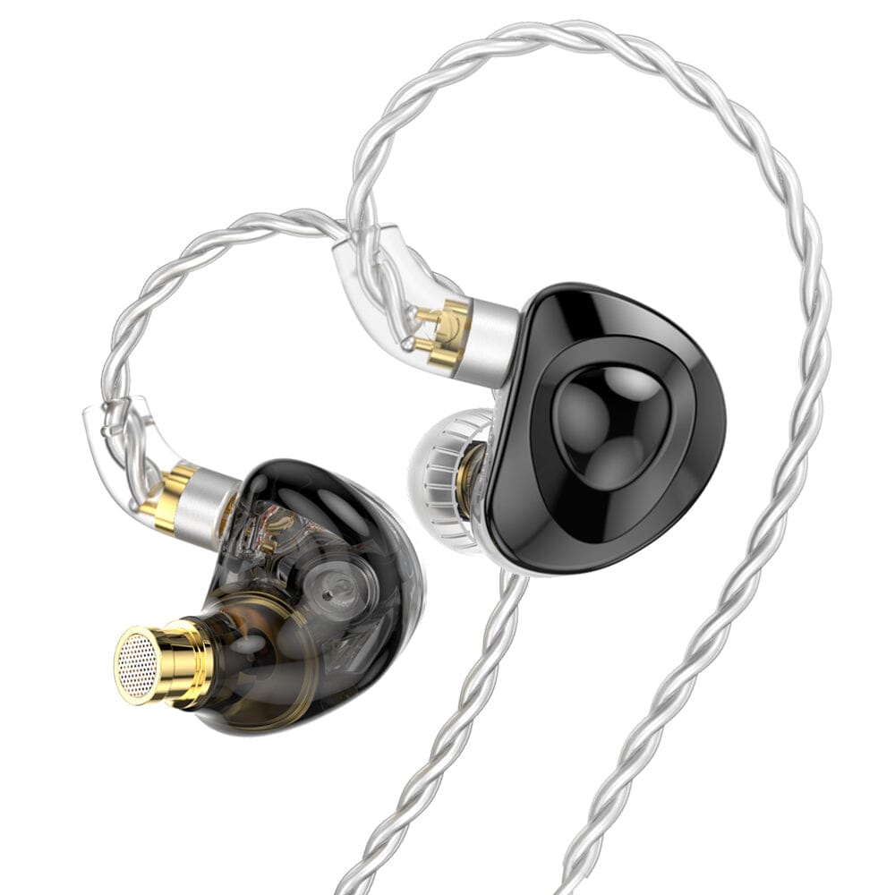 TRN MT4 High-Performance Dual Dynamic HiFi In-Ear Monitors Earphone HiFiGo Black No Mic