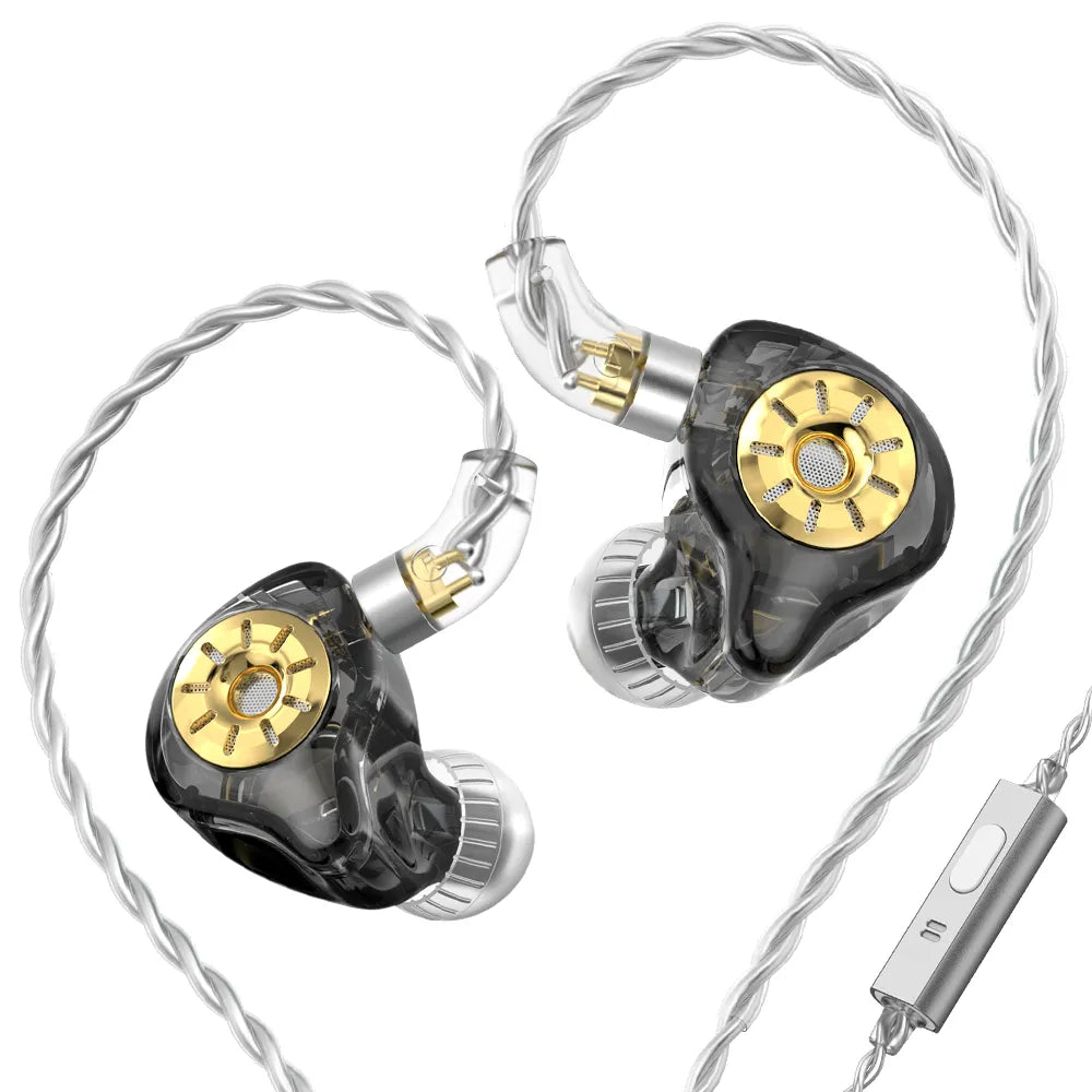 TRN ST1 PRO In-Ear Monitors 1DD + 1BA Hybrid Driver Wired Earphone HiFiGo Black Mic