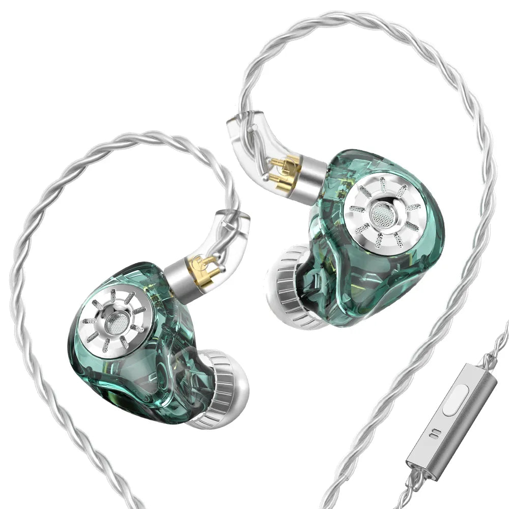 TRN ST1 PRO In-Ear Monitors 1DD + 1BA Hybrid Driver Wired Earphone HiFiGo Green Mic