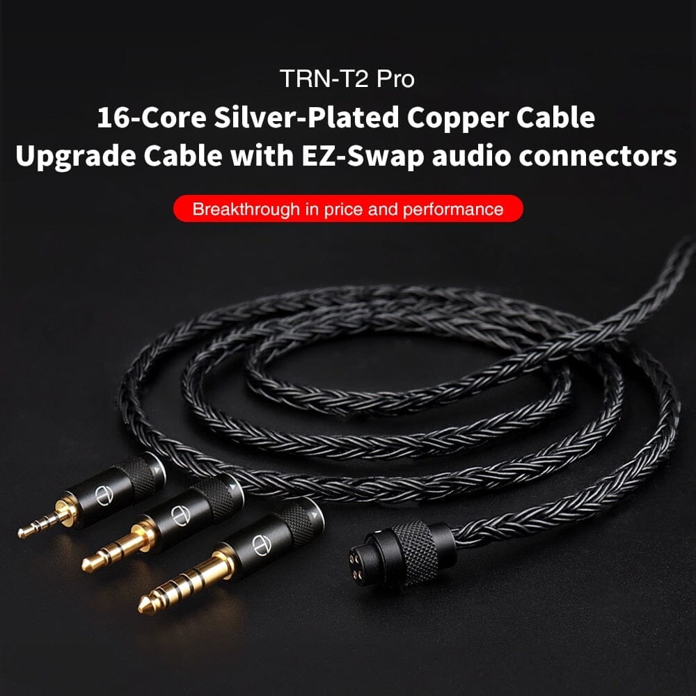 TRN T2 Pro 16 Core Earphones Silver Plated Earphone Cable 0.75 0.78 MMCX / 2Pin-S - 2.5 3.5 4.4 Earphone Cable HiFiGo