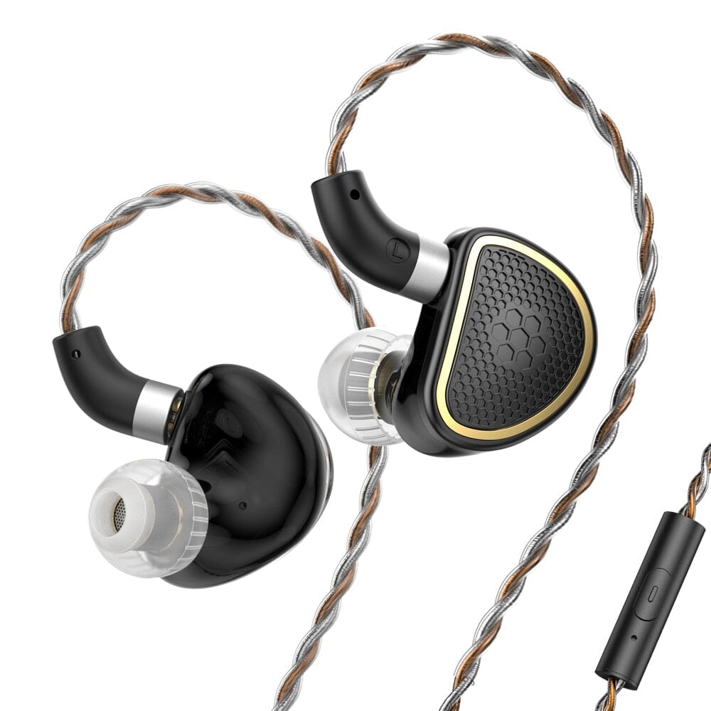 TRN Xuanwu 10mm Square Planar Driver + 1BA Hybrid In-Ear Monitors IEMs Earphone HiFiGo Black Mic