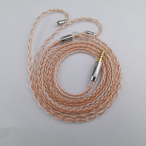XINHS 8 Cores Pure Silver & Single Crystal Copper Mixed Braid Earphone Cable 2.5 3.5 4.4 - 2Pin MMCX QDC KZ TFZ Earphone Cable HiFiGo 
