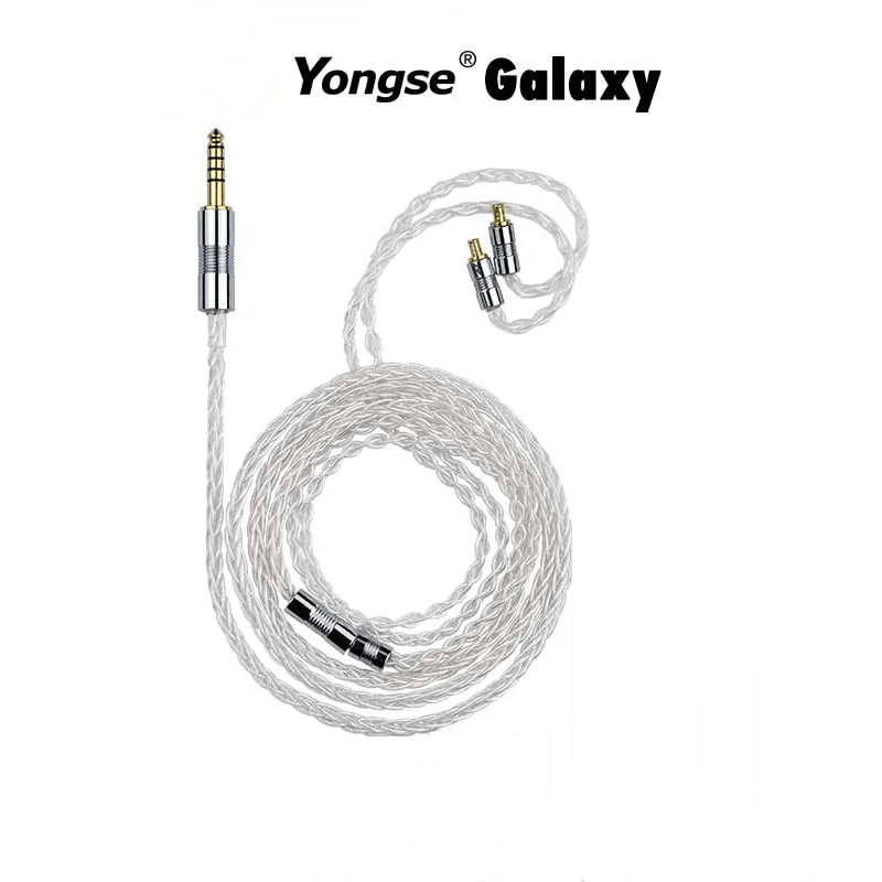 Yongse Galaxy 8 Core 5N-Pure Silver Earphone Cable 3.5/4.4mm-0.78 2PIN/MMCX HiFiGo