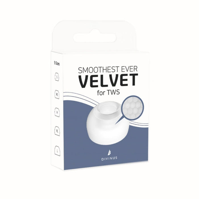 Divinus Velvet TWS Eartips For 3mm-5mm Nozzle HiFiGo Velvet TWS-Full (5 Sizes-Per Size 1 Pair) 