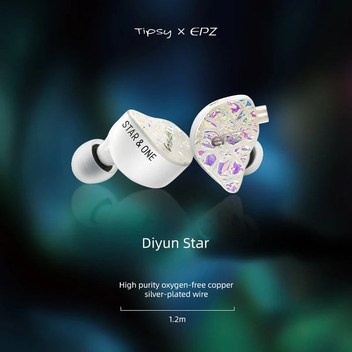 EPZ x Tipsy Star One Electric Regulation Dynamic Driver In-Ear Monitor HiFiGo Star One-NoMic-1.2m-White 