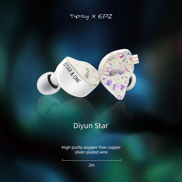 EPZ x Tipsy Star One Electric Regulation Dynamic Driver In-Ear Monitor HiFiGo Star One-NoMic-2m-White 