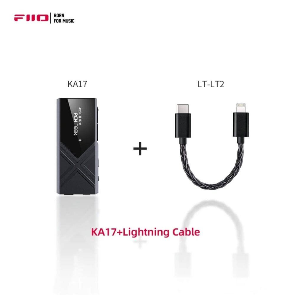 FiiO KA17 Dual ES9069Q USB DAC Audio HiFi Portable Headphone AMP HiFiGo KA17 Black+LT2 Lightning Cable 