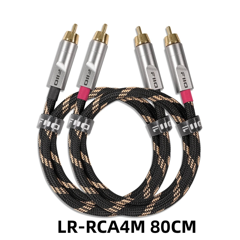 FiiO LR-RCA4 Dual RCA Analog 5N Silver-Plated Pure Copper Audio Cable HiFiGo LR-RCA4 80CM 