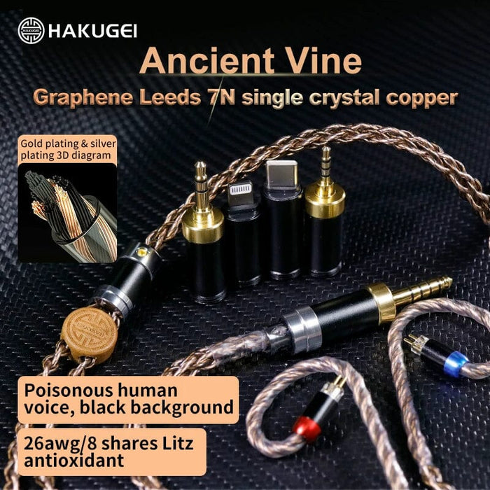 HAKUGEI Ancient Vine Graphene. Lizt 7N Single Crystal Copper Earphone Cable HiFiGo 2.5mm - MMCX 