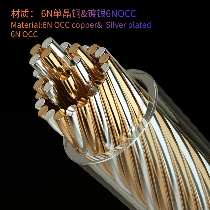 HAKUGEI Black Warrior 6N OCC Copper & Silver Plated Earphone Cable HiFiGo 