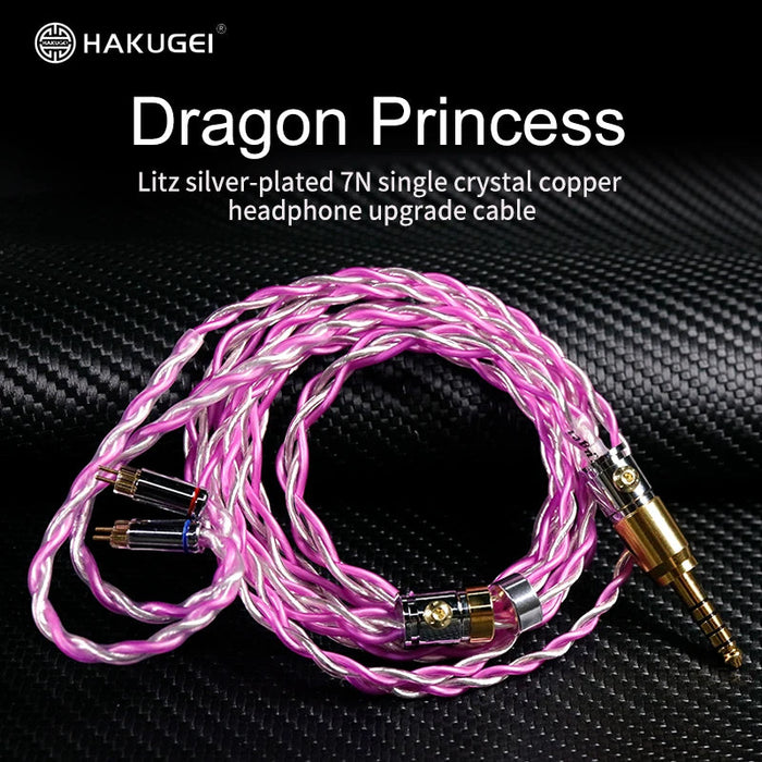 HAKUGEI Dragon Princess / Ziyan Litz Silver-plated 7N Single Crystal Copper Upgraded Headphone Cable HiFiGo 3.5mm - 2pin 