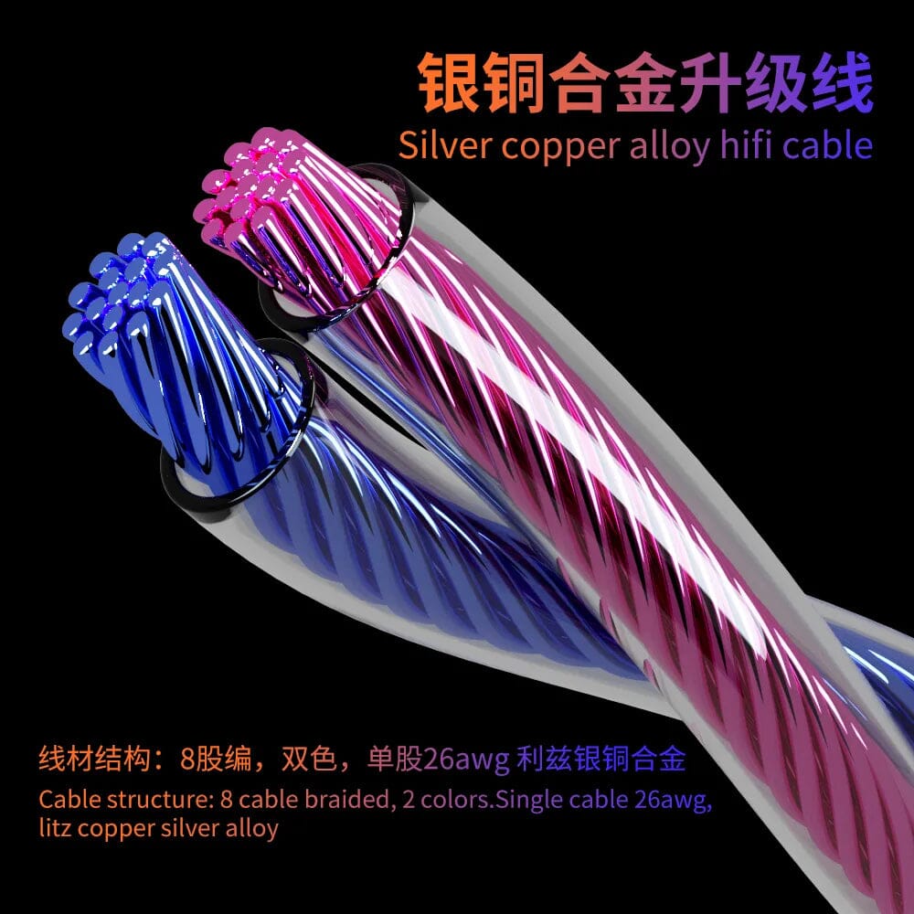 HAKUGEI Heaven Elf Silver Copper Alloy Upgrade HiFi Earphone Cable Earphone Cable HiFiGo 