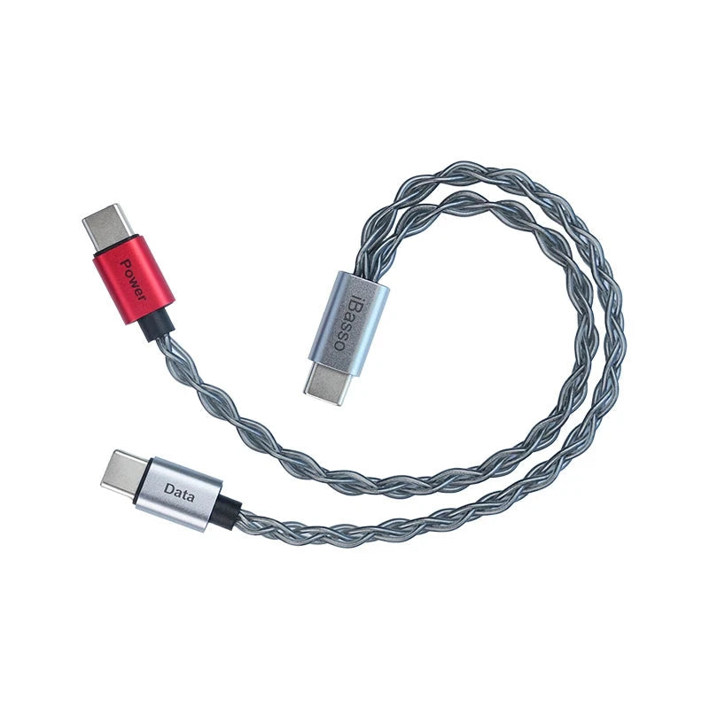 iBasso CB19C USB-C Cable Dongle Separate Power Cable Type-C TO C Support DAC Decoder HiFiGo Silver <=0.5m 