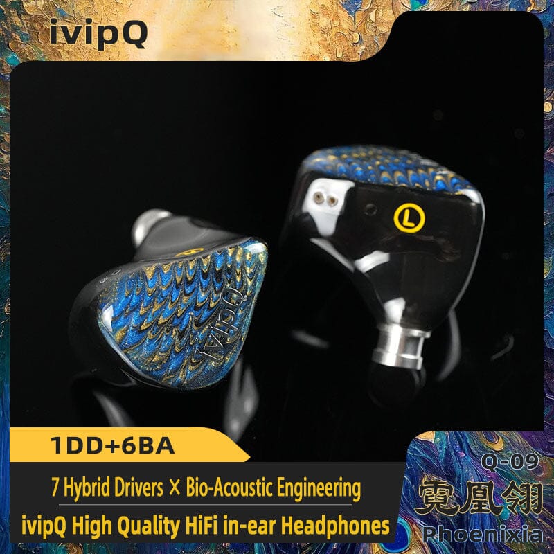 ivipQ Q-09 Phoenixia 1DD+6BA Hybrid Drivers IEMs HiFiGo 