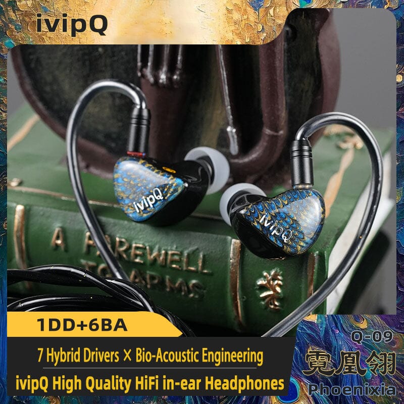 ivipQ Q-09 Phoenixia 1DD+6BA Hybrid Drivers IEMs HiFiGo 
