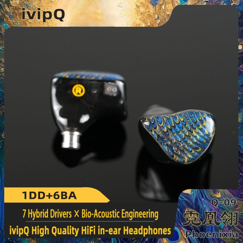 ivipQ Q-09 Phoenixia 1DD+6BA Hybrid Drivers IEMs HiFiGo 