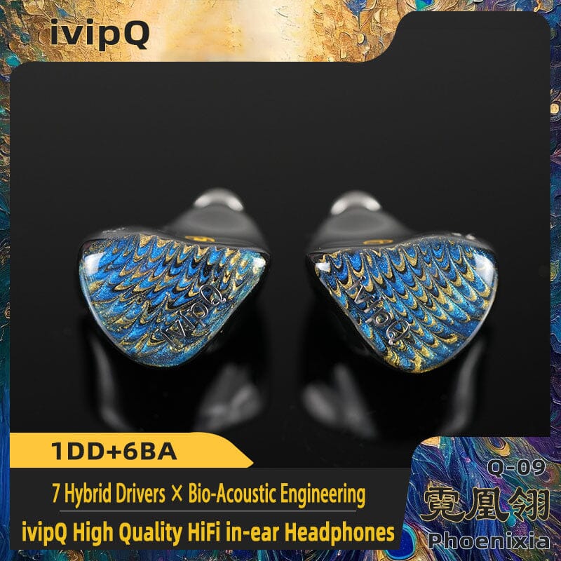 ivipQ Q-09 Phoenixia 1DD+6BA Hybrid Drivers IEMs HiFiGo 