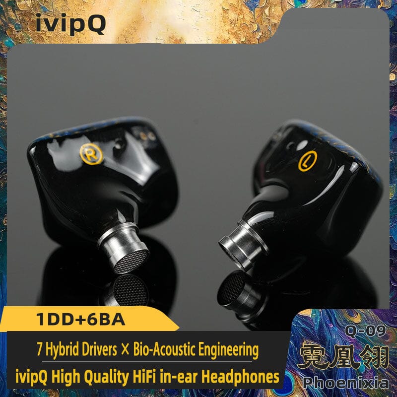ivipQ Q-09 Phoenixia 1DD+6BA Hybrid Drivers IEMs HiFiGo 