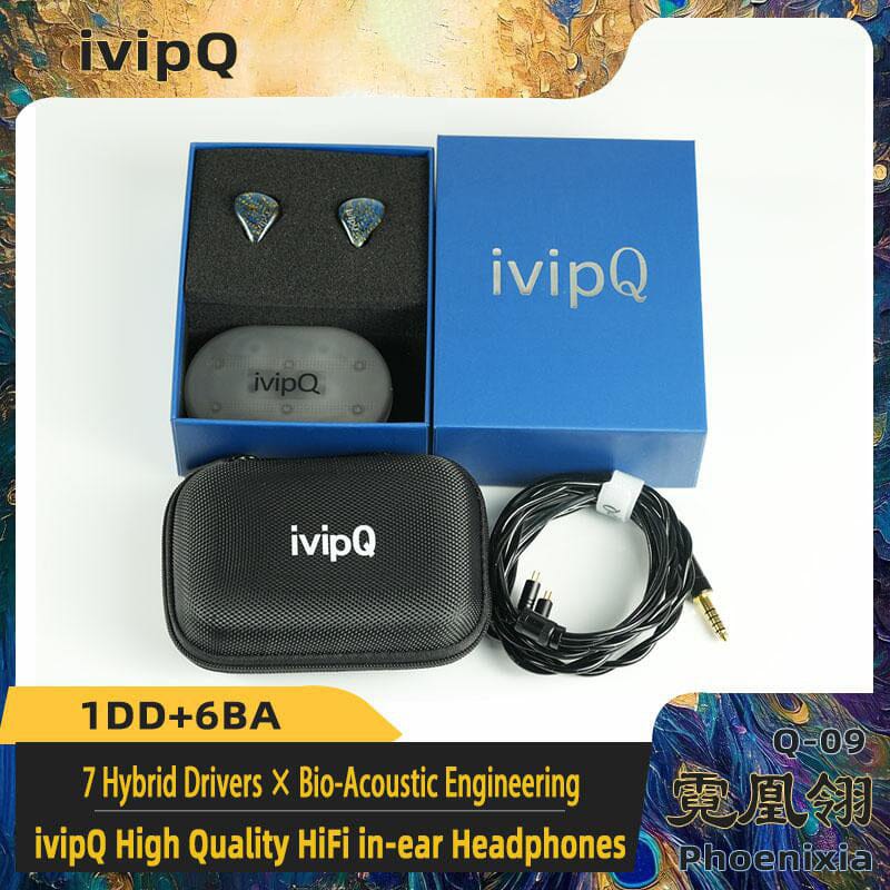 ivipQ Q-09 Phoenixia 1DD+6BA Hybrid Drivers IEMs HiFiGo 