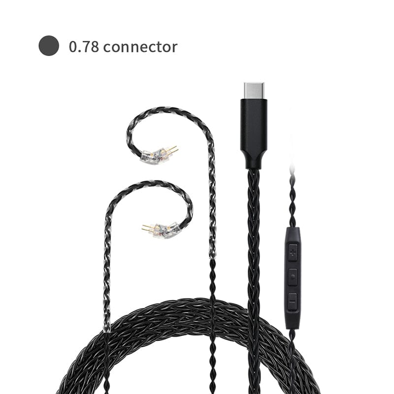 JCALLY TC08 Pro TYPE-C Earphone Upgrade Cable HiFiGo TC08-Pro-2pin-Black 