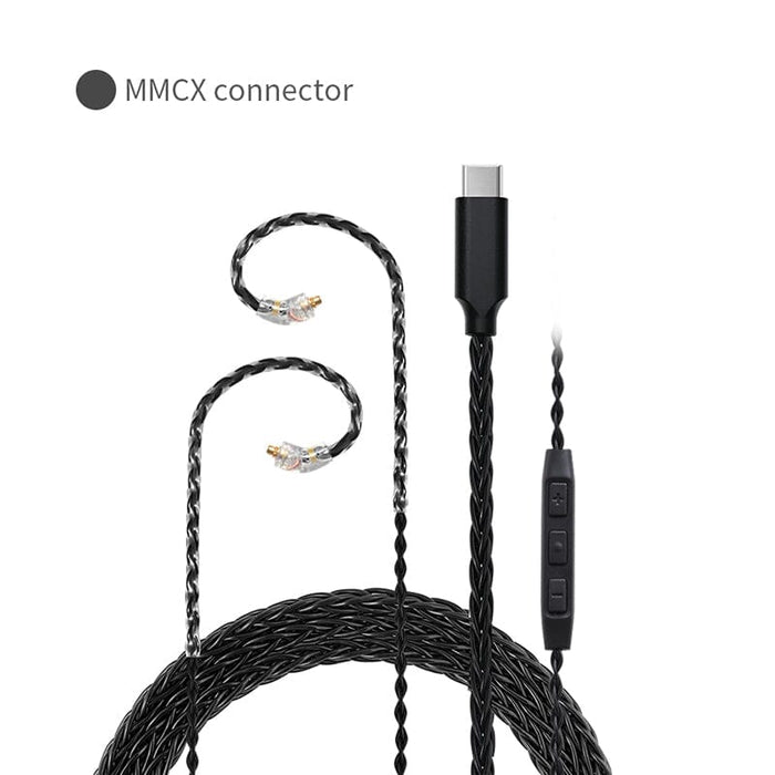 JCALLY TC08 Pro TYPE-C Earphone Upgrade Cable HiFiGo TC08-Pro-MMCX-Black 