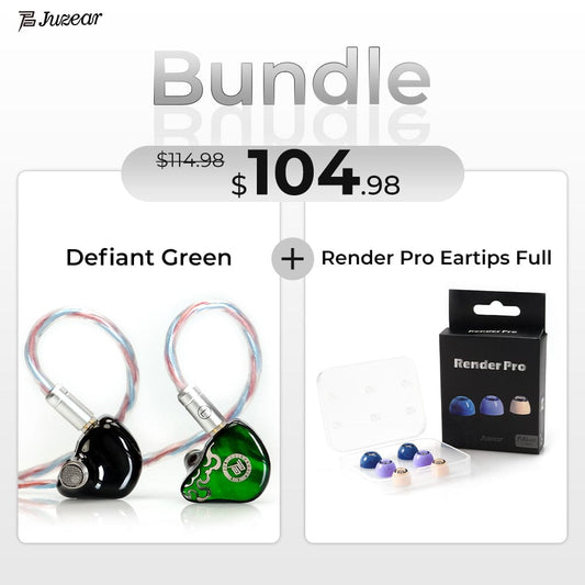 JUZEAR IEM Upgrade Bundle with Render Pro Eartips HiFiGo Defiant Green+ Render Pro Eartips Full 