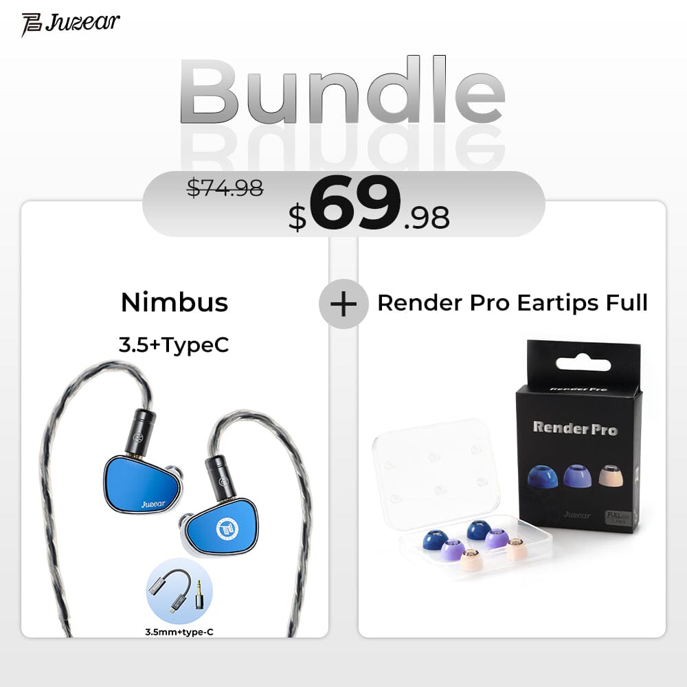 JUZEAR IEM Upgrade Bundle with Render Pro Eartips HiFiGo Nimbus 3.5+TypeC + Render Pro Eartips Full 