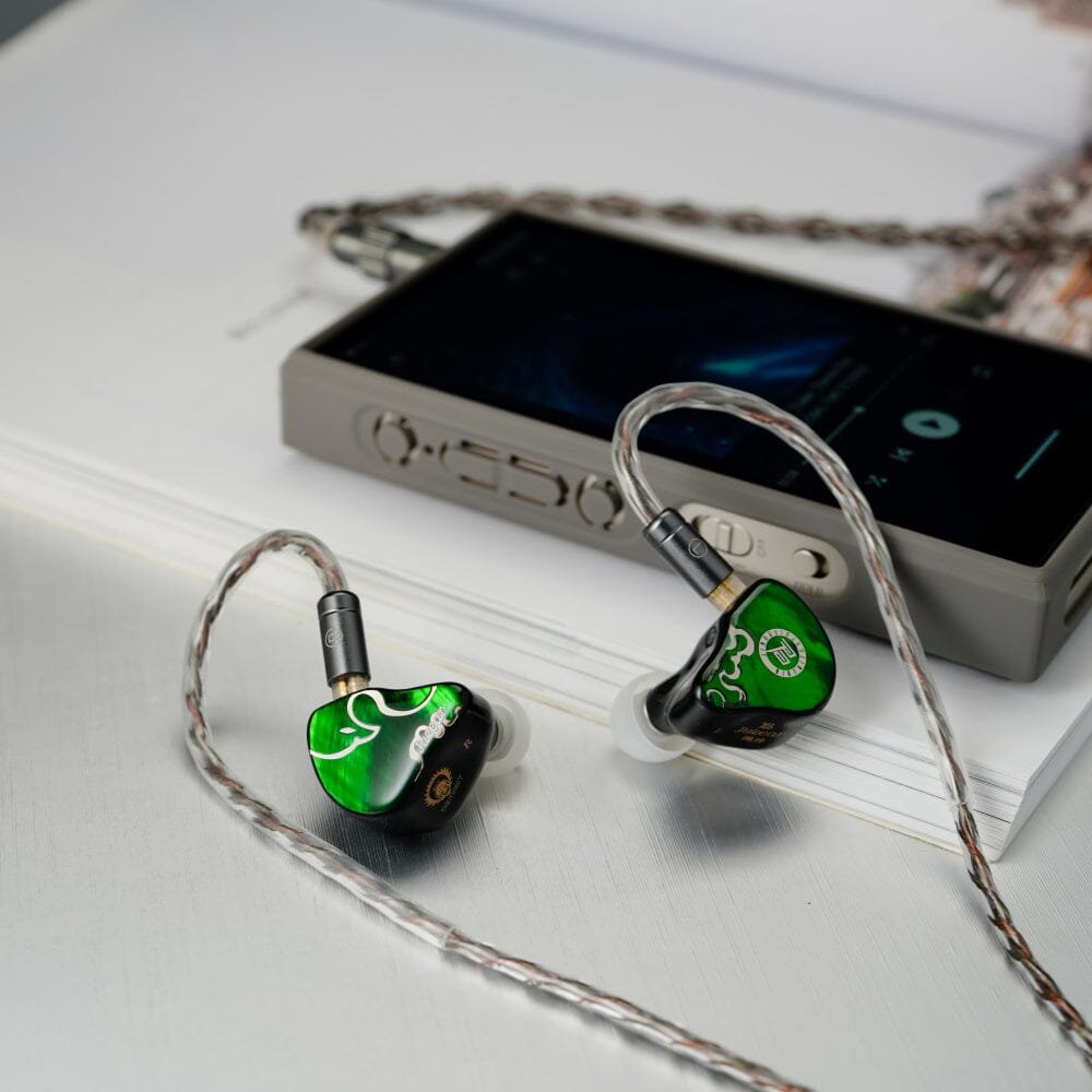 JUZEAR x Z Reviews Defiant 1DD +3BA Hybrid IEMs JUZEAR Defiant Green-Bronze Cable 