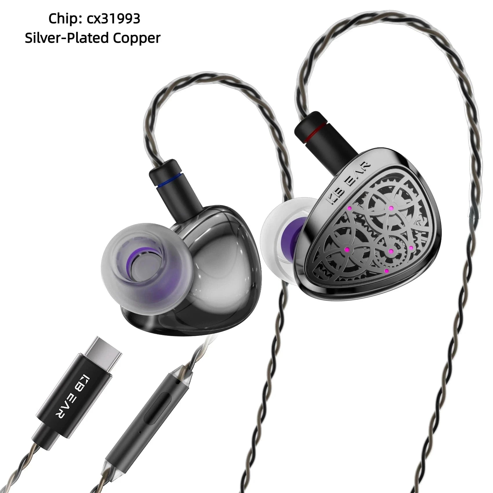 KBEAR Tourbillon Pro / TB Pro 10mm Dynamic Driver IEMs KBEAR TB Pro-Black TYPEC Mic(CX31993 Chip) 