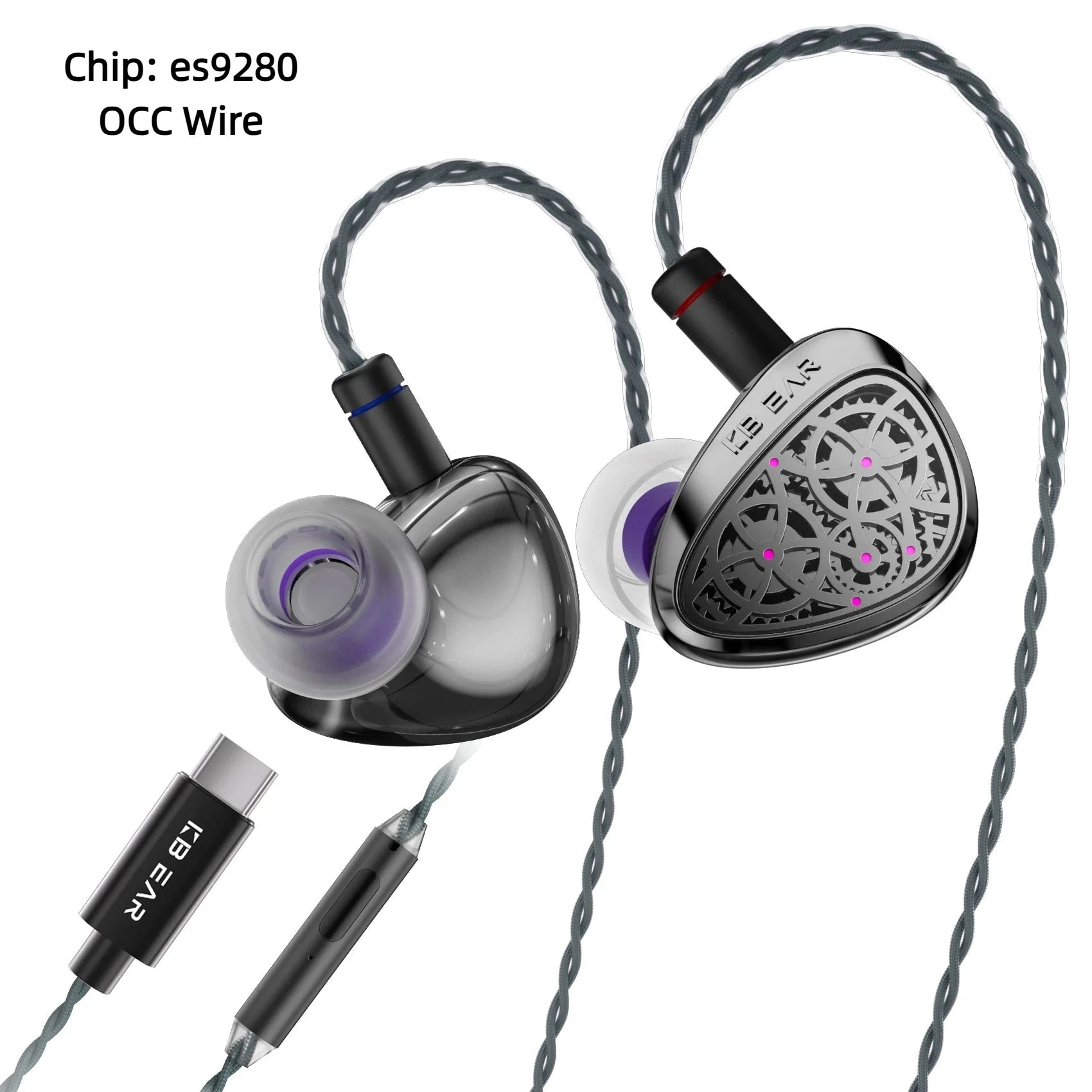 KBEAR Tourbillon Pro / TB Pro 10mm Dynamic Driver IEMs KBEAR TB Pro-Black TYPEC Mic(ES9280 Chip) 