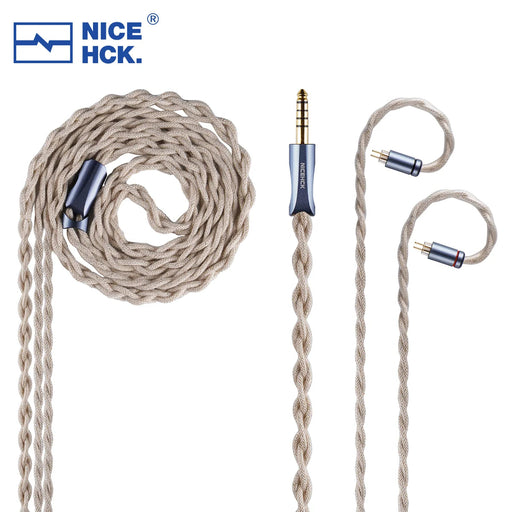 NiceHCK WabiZone 7N OCC+5N Single Crystal Silver HiFi IEM Cable HiFiGo OFC 4.4mm to 2Pin 