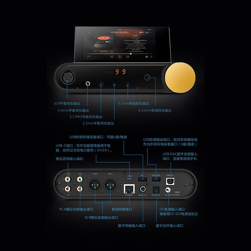SHANLING M30 PRO Dual AK4497EQ DAC & Headphone Amplifier & Music Streamer HiFiGo 