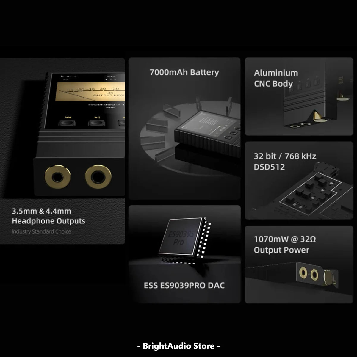 SHANLING ONIX Overture XM5 ES9039PRO Dual TPA6120 Bluetooth Portable Music Player HiFiGo 