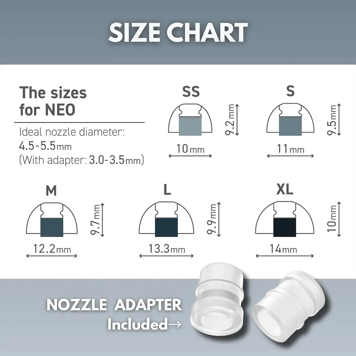 SpinFit NEO Silicone Patented Eartips for 4.5mm-5.5mm Nozzle HiFiGo 