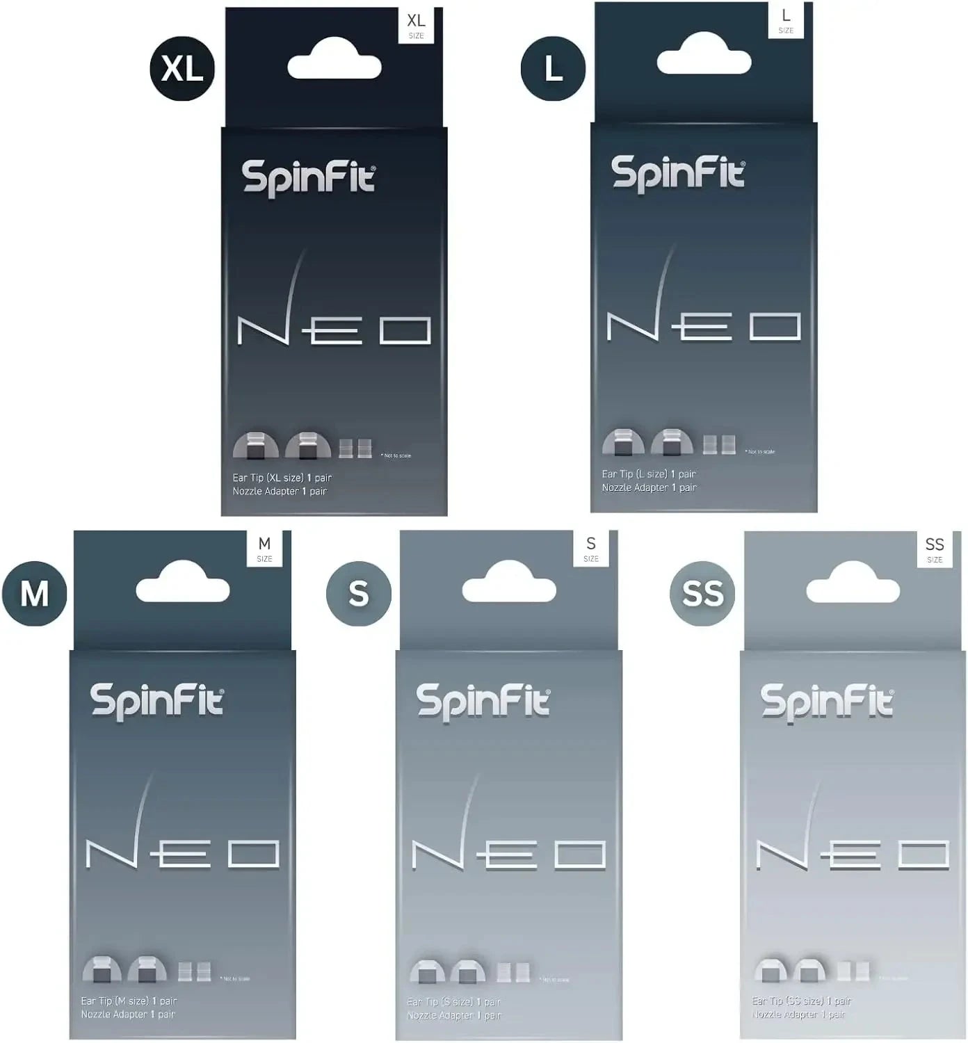 SpinFit NEO Silicone Patented Eartips for 4.5mm-5.5mm Nozzle HiFiGo 