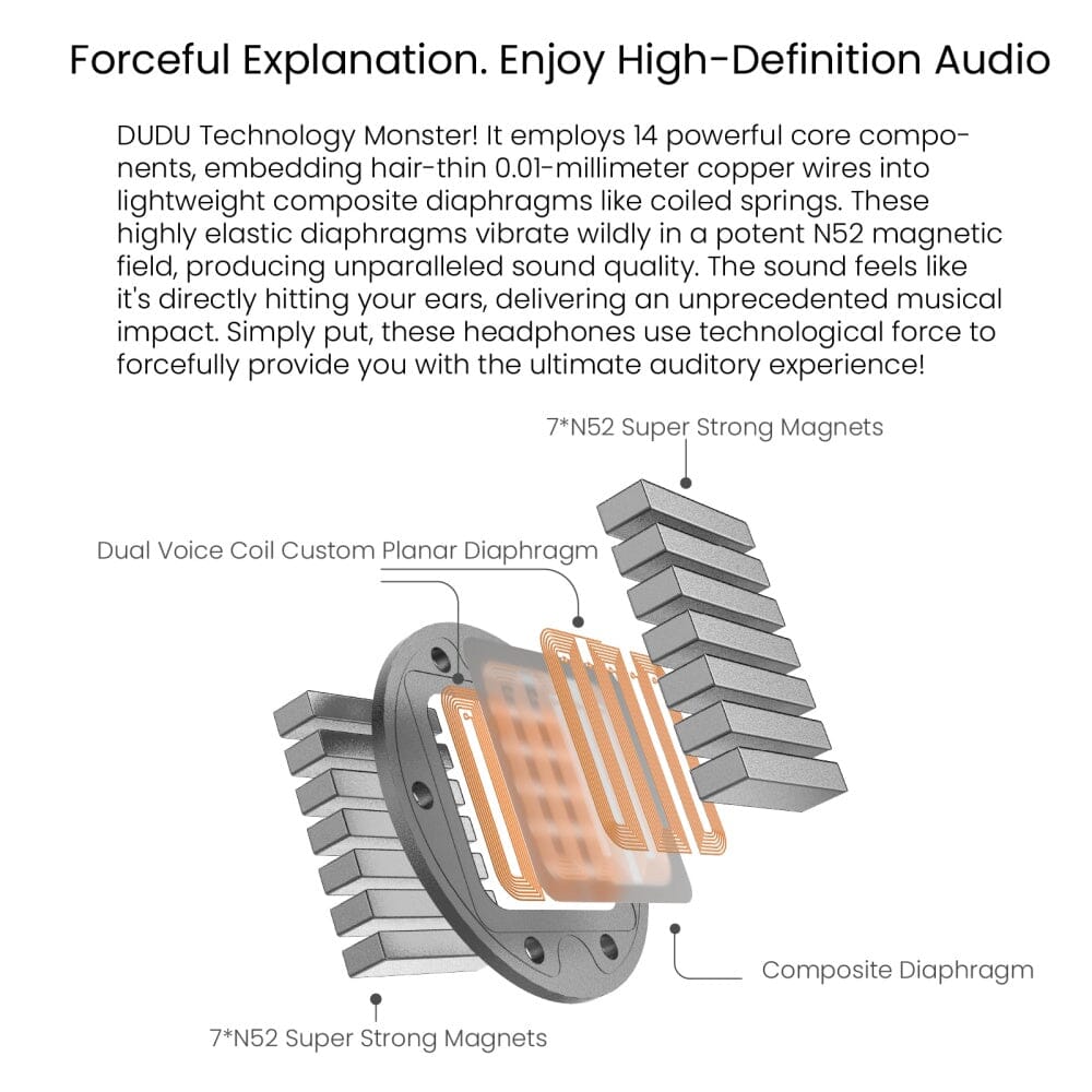 Tinhifi DUDU 13mm Planar Magnetic Driver In-Ear Earphones HiFiGo 