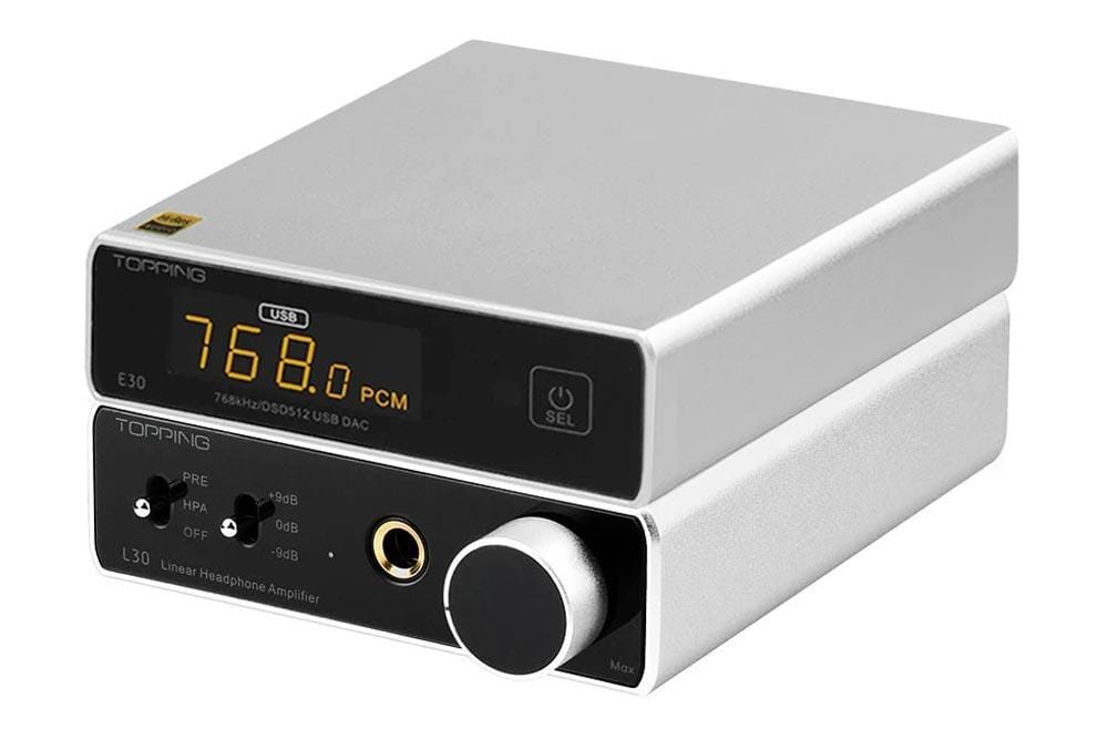 TOPPING E30+ L30 + RCA Cable HiFiGo Silver 