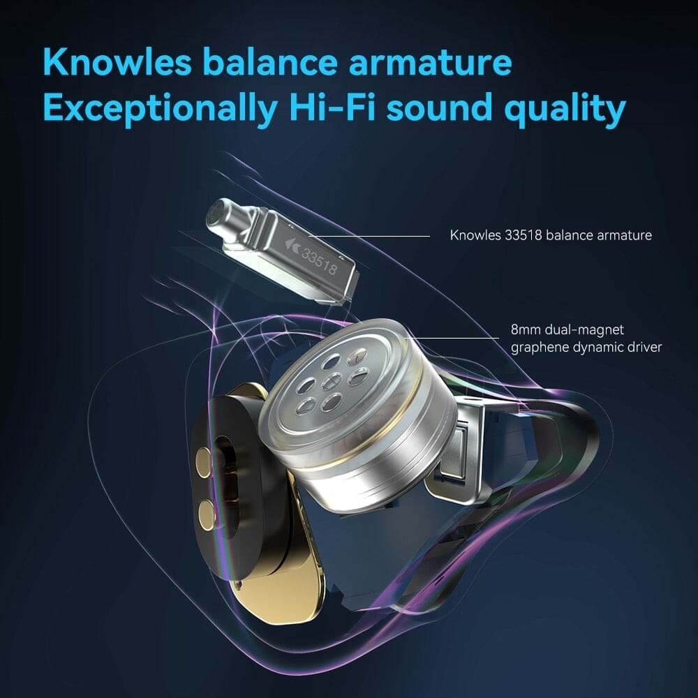 TRN T350 1BA+1DD True Wireless 5.3 Bluetooth-Compatible Bass In-Ear Earbud TWS Earbuds HiFiGo 