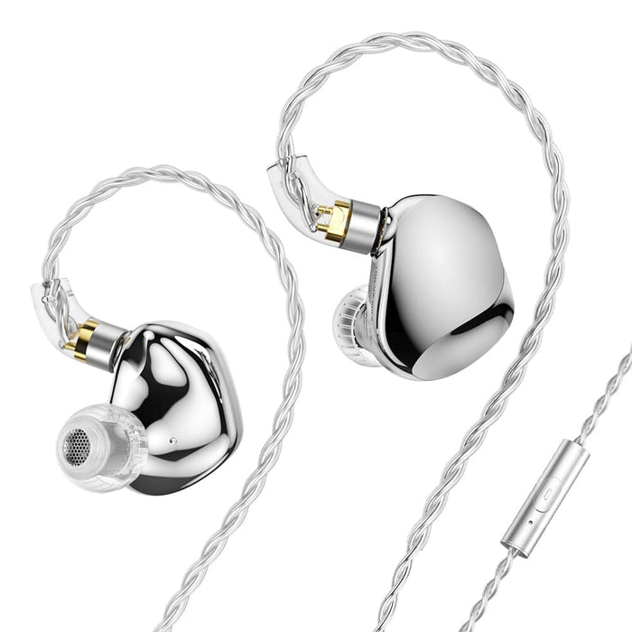 TRN VX Pro+ 1DD+8BA Hybrid In-Ear Earphones HiFiGo 3.5 Silver-With mic 