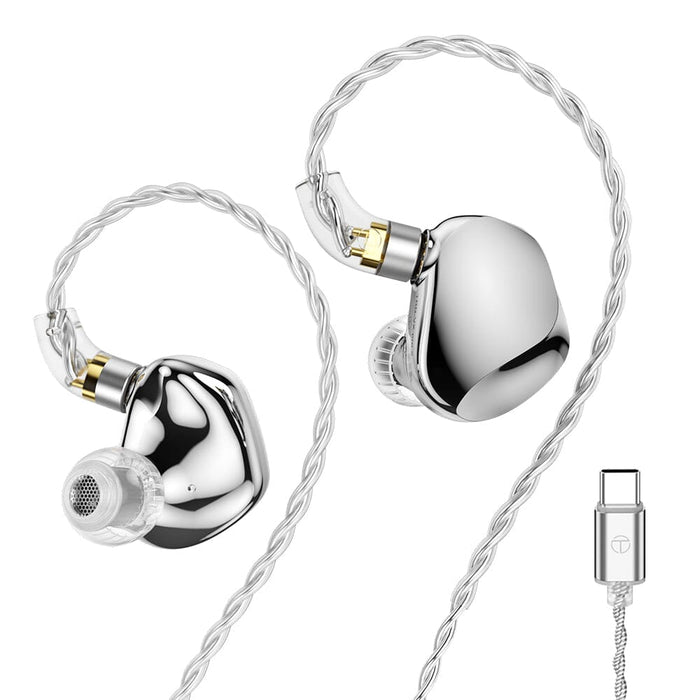 TRN VX Pro+ 1DD+8BA Hybrid In-Ear Earphones HiFiGo Type c Silver-mic 