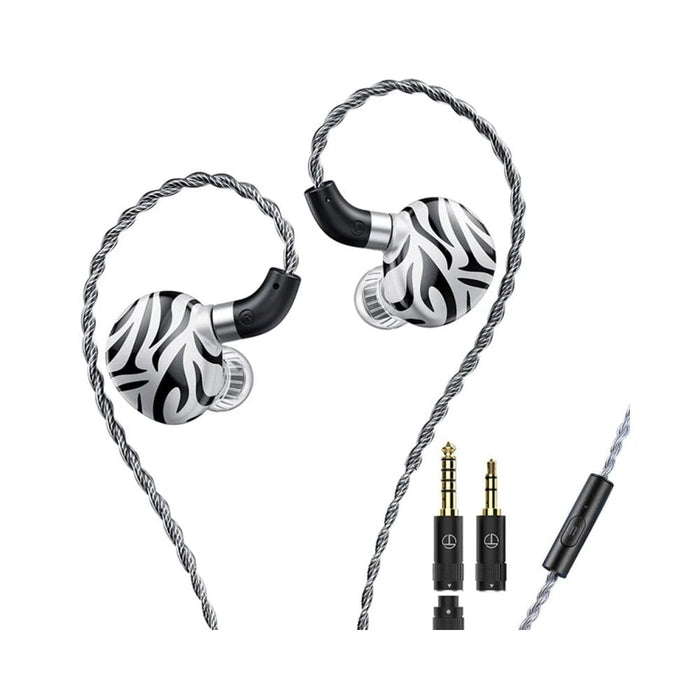 TRN White Tiger 6mm Planar Diaphragm + Hybrid Dual Dynamic Drivers In-Ear Monitor HiFiGo White Tiger with mic 