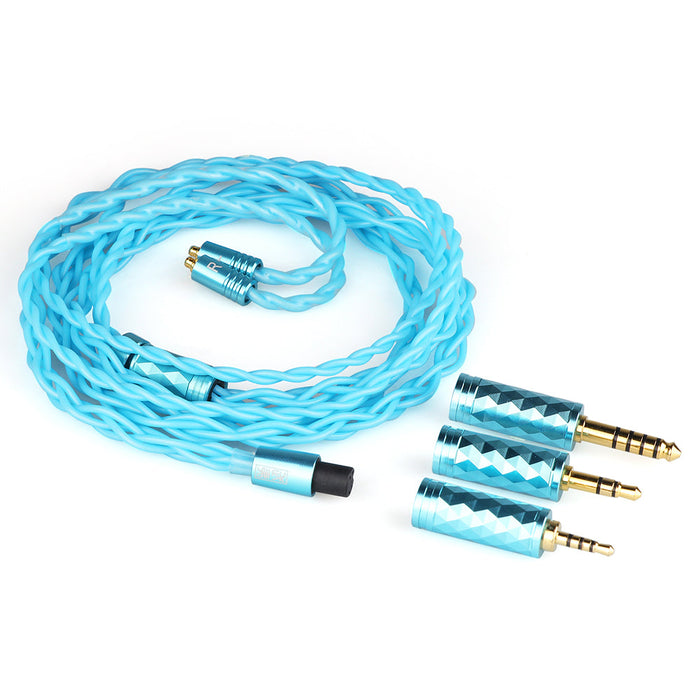 7HZ Bohea 28AWG OCC+Single Crystal Silver Cable - 3 in 1 With MMCX HiFiGo Blue 