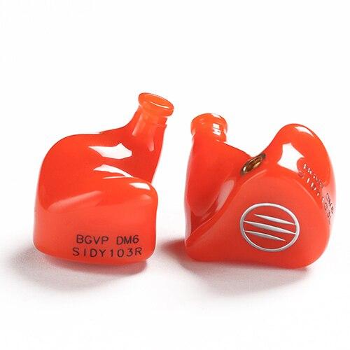 BGVP DM6 5BA In-Ear Earbuds Earphone MMCX Audiophile HiFi Monitor Support Costomized HiFiGo C003-Orange 